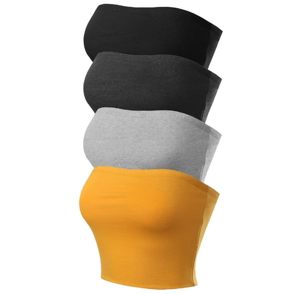 Made by Olivia Women's 4-Pack Causal Strapless Basic Sexy Tube Top
