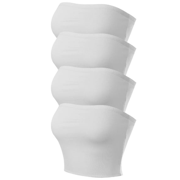 Made by Olivia Women's 4-Pack Causal Strapless Basic Sexy Tube Top