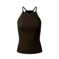 thumbnail image 1 of Made by Olivia Women's Basic High Halter Neck Sleeveless Ribbed Racerback Tank Top, 1 of 4