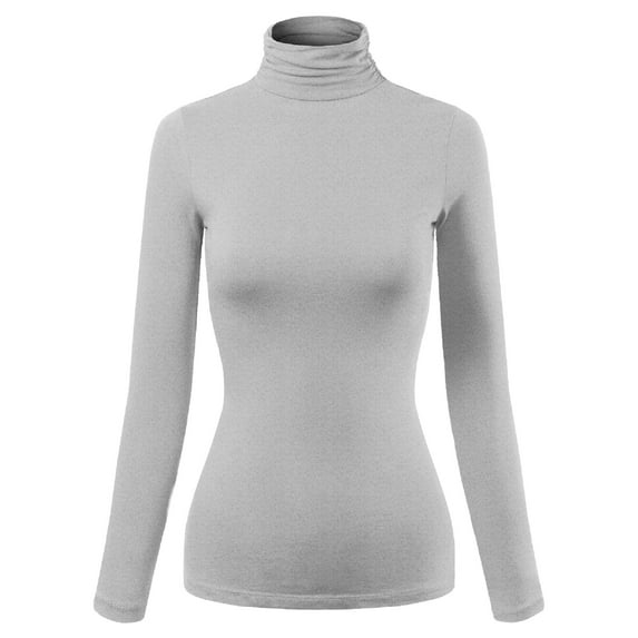Made by Olivia Women's Basic Long Sleeve High Turtle Neck Slim Fit Top Shirt
