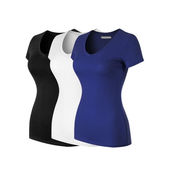 Made by Olivia Women's Basic Solid Multi Colors Fitted Short Sleeve T-Shirt [S-3XL]