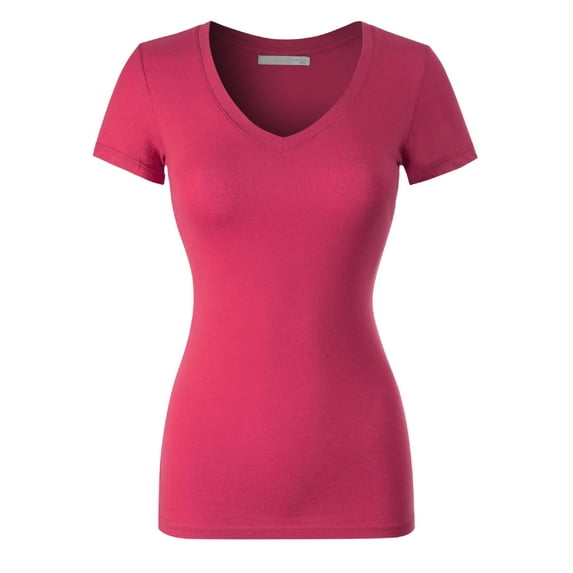 Made by Olivia Women's Basic Solid Multi Colors Fitted Short Sleeve T-Shirt [S-3XL]