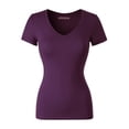 thumbnail image 1 of Made by Olivia Women's Basic Solid Short Sleeve V Neck Jersey Top, 1 of 6