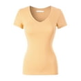 thumbnail image 1 of Made by Olivia Women's Basic Solid Short Sleeve V Neck Jersey Top, 1 of 6