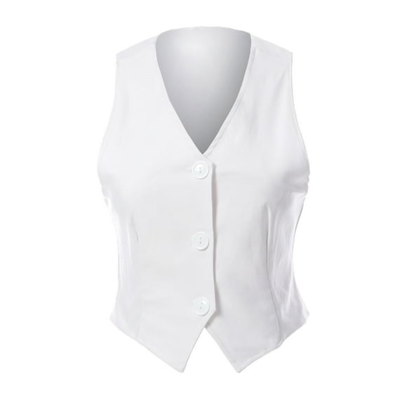 Made by Olivia Women's Button Front Stretch Cropped Tuxedo Suit Vest