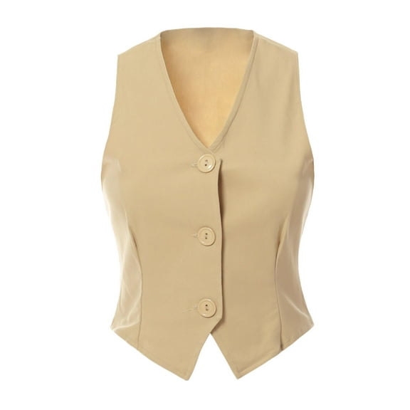 Made by Olivia Women's Button Front Stretch Cropped Tuxedo Suit Vest