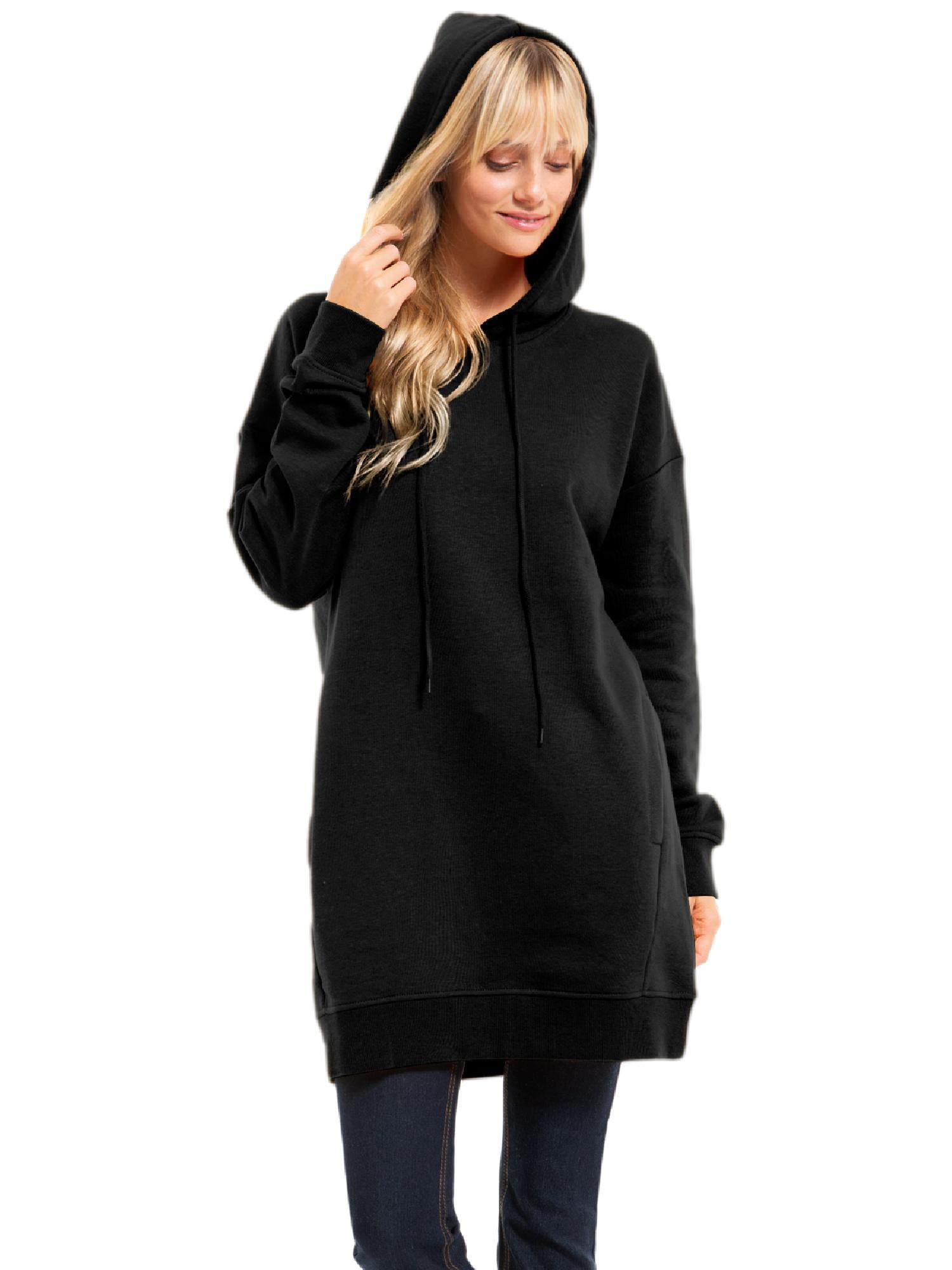 Ordaba The Warmy Oversized Hoodie Dress, First Ones Oversized Hoodies,  Women's Casual Pullover Long Sleeve Split Hem (US, Alpha, Small, Regular,  Regular, Black) at  Women's Clothing store