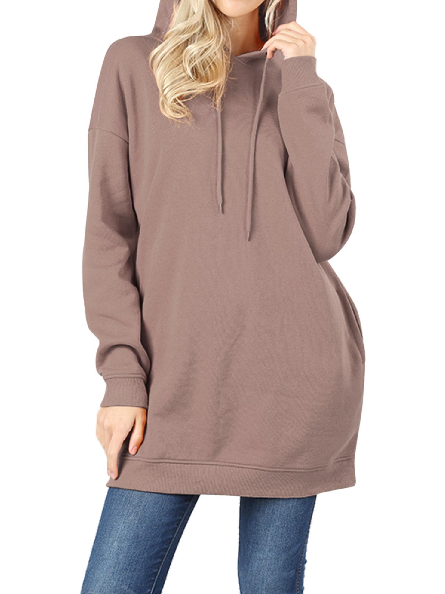 Design By Olivia Women's Oversized Fleece Hoodie – Long Sleeve Loose Tunic Sweatshirt, Heather Grey, Size 1X - View #13