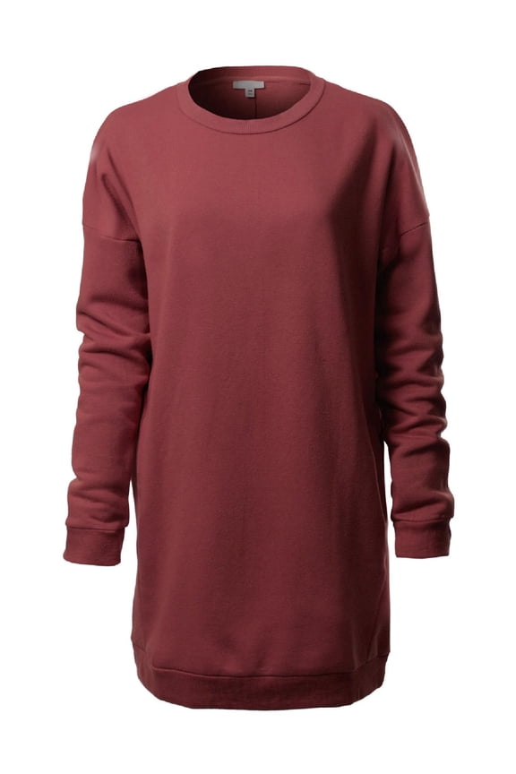 Women's Casual Oversized Loose Fit Crew Neck Long Sleeves Fleece Pullover Sweatshirts Tunic S~3X