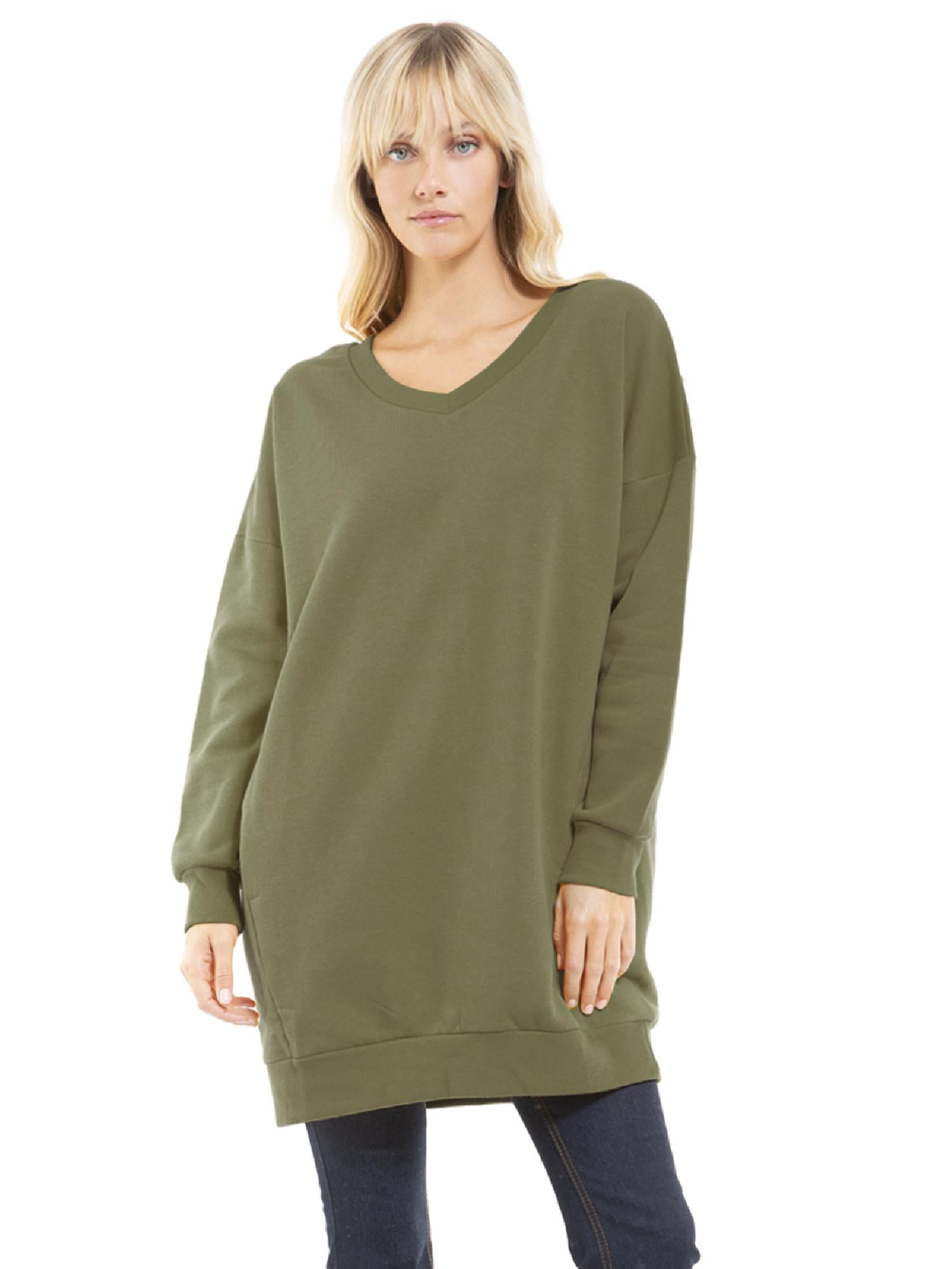 Design By Olivia Women's Oversized Zip-Up Hoodie – Long Sleeve Tunic Sweatshirt Jacket