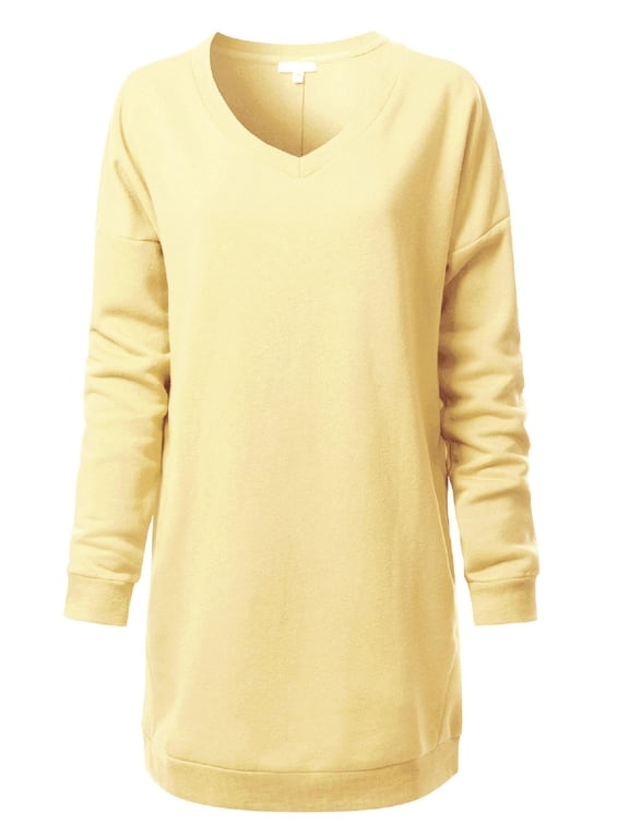 Women's Casual Oversized Loose Fit V-Neck Fleece Pullover Sweatshirts Tunic Fall Outfits S~3X