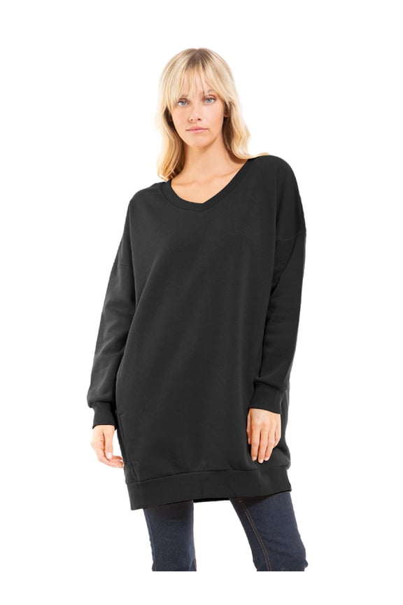Women's Casual Oversized Loose Fit V-Neck Fleece Pullover Sweatshirts Tunic Fall Outfits S~3X