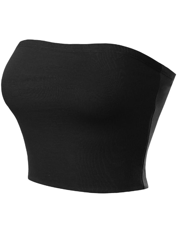 Women's Casual Solid Double Layered Strapless Basic Tube Top