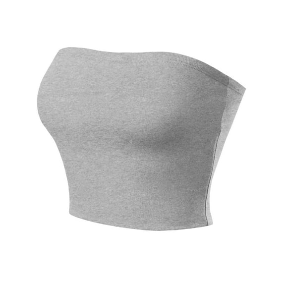 Made by Olivia Women's Casual Solid Double Layered Strapless Basic Tube Top