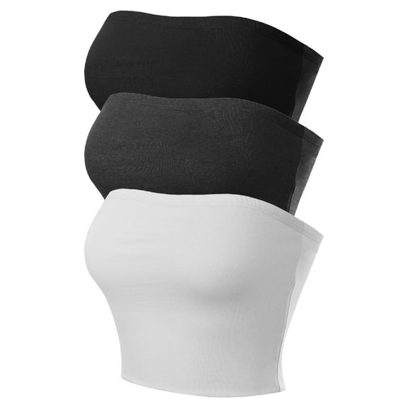 Made by Olivia Women's Casual Solid Double Layered Strapless Basic Tube Top