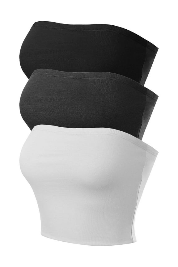 Women's Casual Solid Double Layered Strapless Basic Tube Top