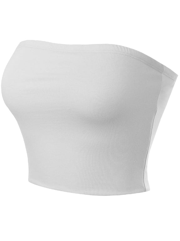 Women's Casual Solid Double Layered Strapless Basic Tube Top