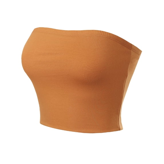 Made by Olivia Women's Casual Solid Double Layered Strapless Basic Tube Top
