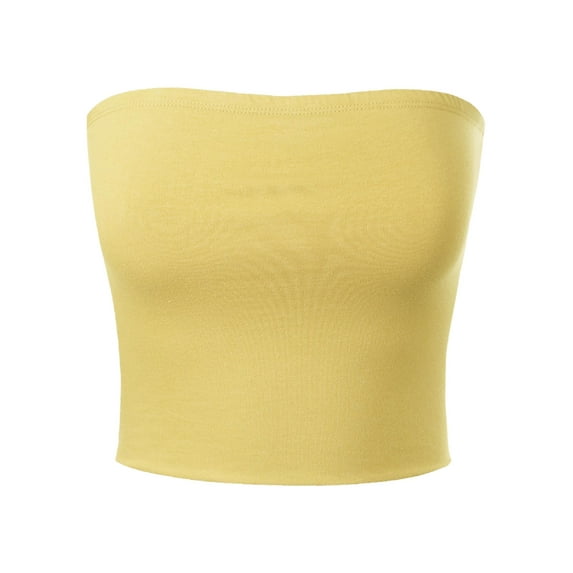 Made by Olivia Women's Causal Strapless Double layered Basic Sexy Tube Top