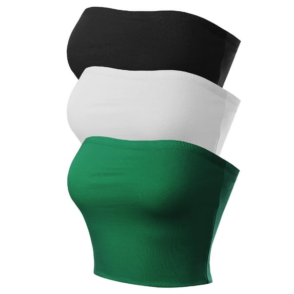 Made by Olivia Women's Causal Strapless Double layered Basic Sexy Tube Top