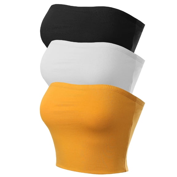 Made by Olivia Women's Causal Strapless Double layered Basic Sexy Tube Top