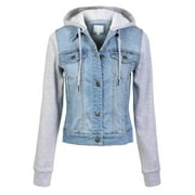 Made by Olivia Women's Classic Casual Hooded Denim Jacket