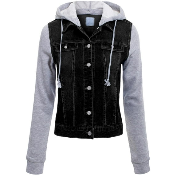 Made by Olivia Women's Classic Casual Hooded Denim Jacket