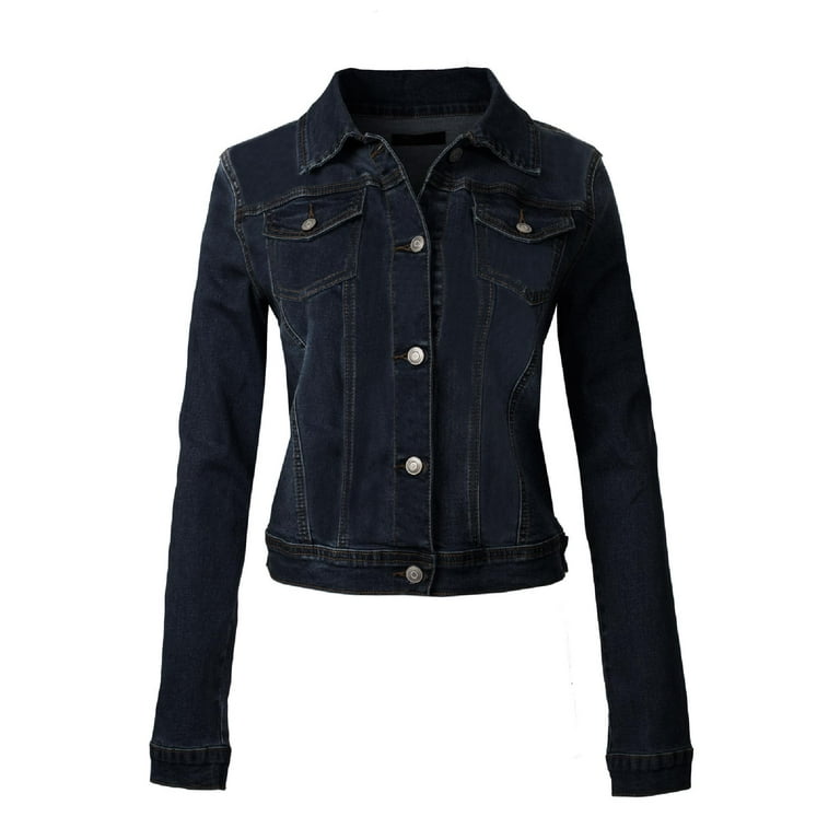 Fitted black jean jacket shop