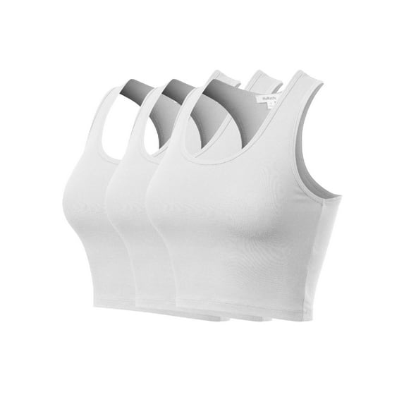 Made by Olivia Women's Cotton Basic Sleeveless Racerback Sports Crop Tank Top