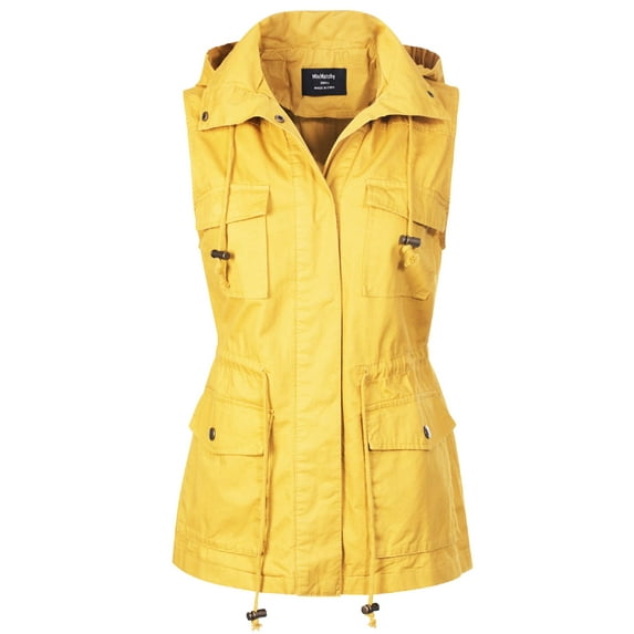 Made by Olivia Women's Drawstring Lightweight Loose Fit Sleeveless Vest Utility Jacket