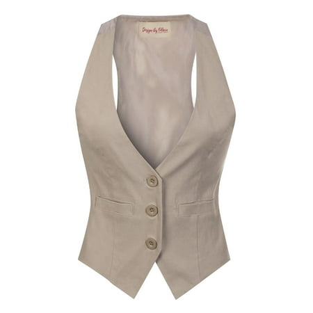 Made by Olivia Women's Dressy Casual Versatile Racerback Vest Three Button Tuxedo Suit Waistcoat