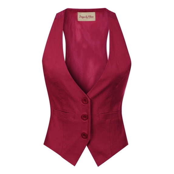 Made by Olivia Women's Dressy Casual Versatile Racerback Vest Three Button Tuxedo Suit Waistcoat