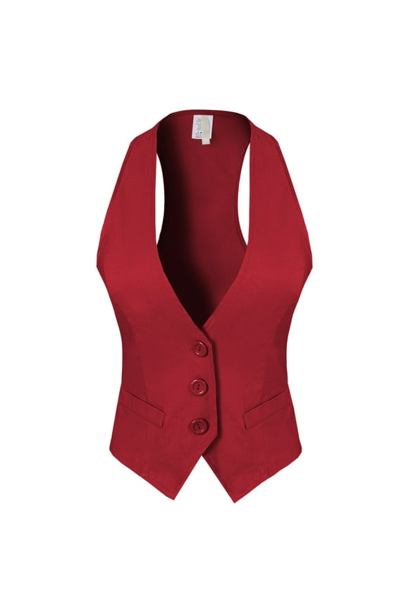 Women's Dressy Casual Versatile Racerback Vest Tuxedo Suit Waistcoat