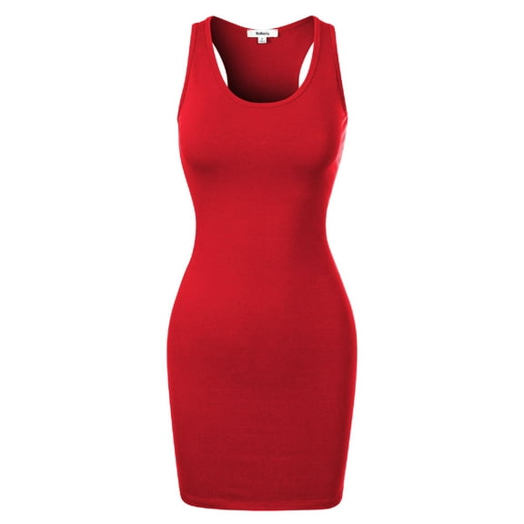 Made by Olivia Women's Fitted Sleeveless Sexy Body-Con Racer-Back Round Neck Mini Dress