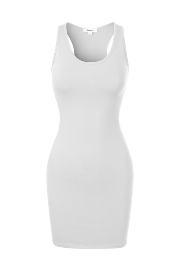 Women's Fitted Sleeveless Sexy Body-Con Racer-Back Round Neck Mini Dress