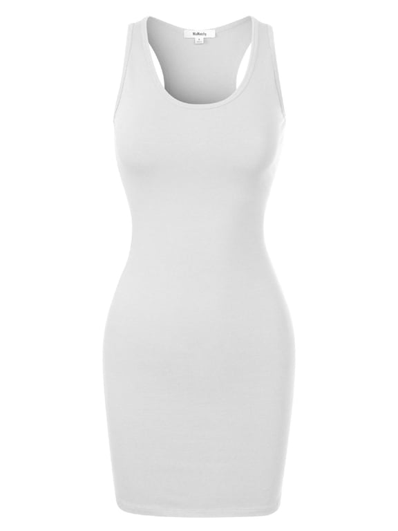 Women's Fitted Sleeveless Sexy Body-Con Racer-Back Round Neck Mini Dress