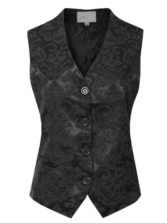 Women's Fully Lined 4 Button V-Neck Economy Dressy Suit Vest Waistcoat