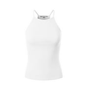 Made by Olivia Women's Halter Neck Ribbed Tank Top