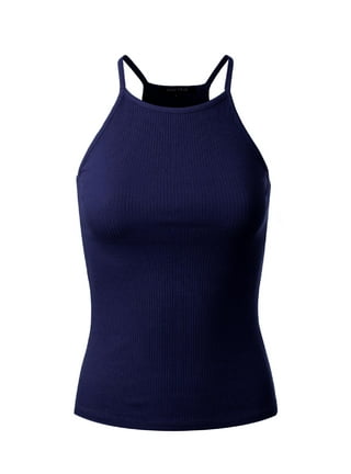 GEMBERA Womens Sleeveless Racerback High Neck Casual Basic Cotton Ribbed  Fitted Tank Top