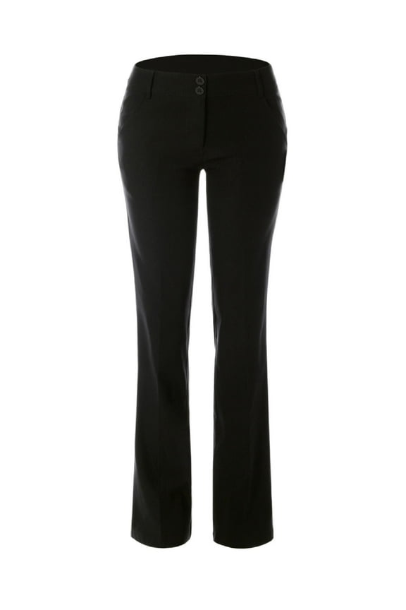 Women's High Waist Comfy Stretchy Bootcut Two Button Trouser Office Pants