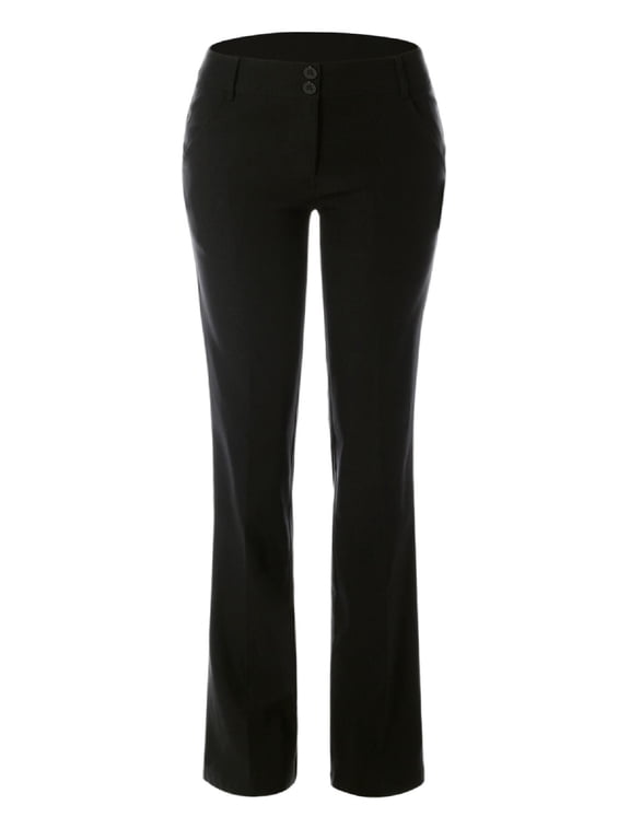 Women's High Waist Comfy Stretchy Bootcut Two Button Trouser Office Pants