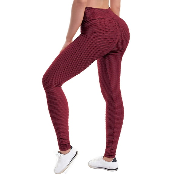 Made by Olivia Women's High Waist Textured Butt Lifting Slimming Workout Leggings Tights