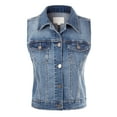 thumbnail image 1 of Made by Olivia Women's Junior Fit Sleeveless Button up Jean Denim Jacket Vest, 1 of 7