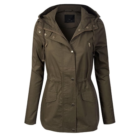 Made by Olivia Women's Lightweight Front Zipper Solid Utility Anorak Hoodie Vest/Jacket