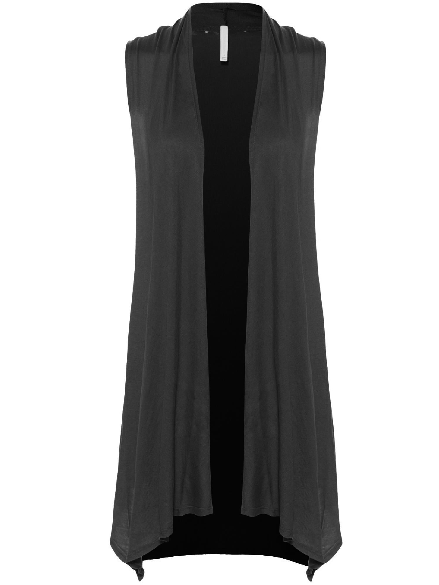 Cardigan Sans Manche Femme Women's Sleeveless Draped Open Front