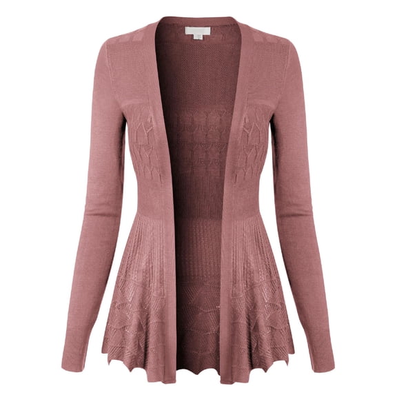 Made by Olivia Women's Long Sleeve Crochet Knit Draped Open Sweater Cardigan