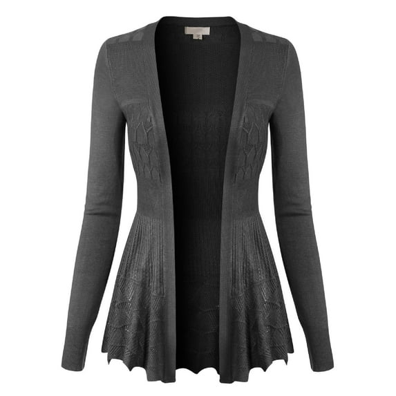 Made by Olivia Women's Long Sleeve Crochet Knit Draped Open Sweater Cardigan