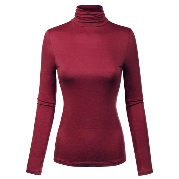 Made by Olivia Women's Long Sleeve Turtleneck Lightweight Pullover Slim Fit Top