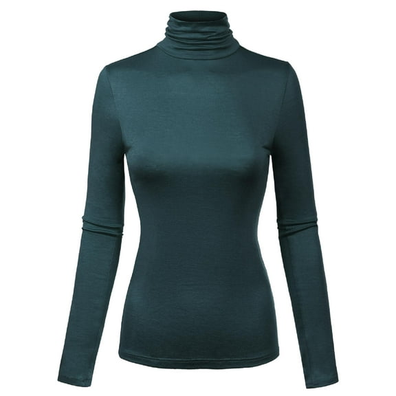 Made by Olivia Women's Long Sleeve Turtleneck Lightweight Pullover Slim Fit Top