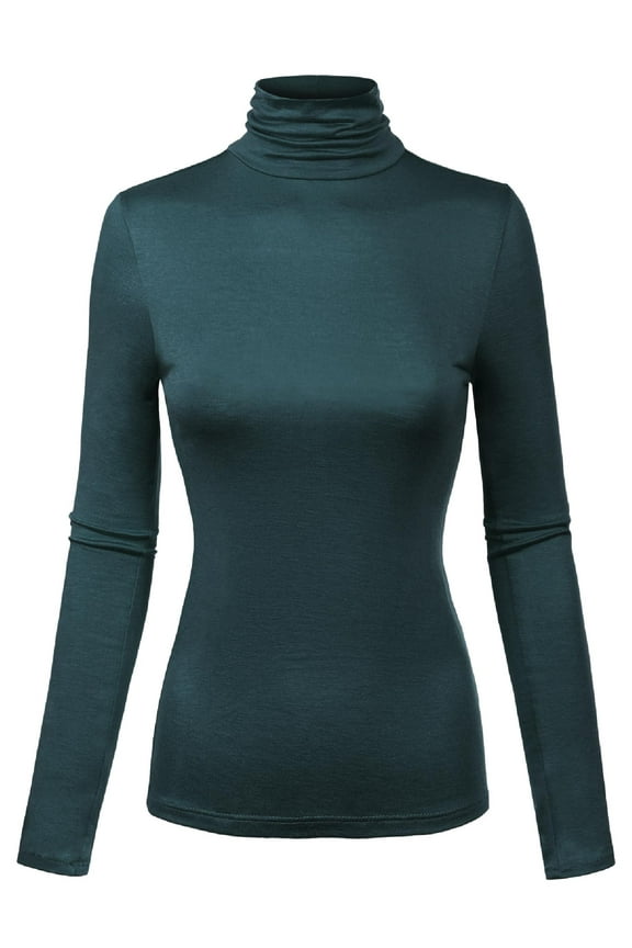 Women's Long Sleeve Turtleneck Lightweight Pullover Slim Fit Top